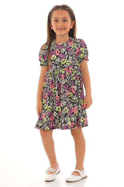 zepkids Rochie pentru fetiță, de culoare verde, cu model Cıcek, cu mânecă scurtă