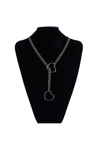 Choice 32in black Heart Slip Chain Necklace For Women Fashion Punk Rock Goth Choker Jewelry Accessories