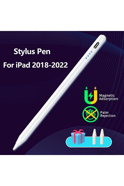 Choice قلم ستايلس أبيض قلم ستايلس لجهاز iPad 2018-2022 شحن سريع لجهاز iPad قلم رفض راحة اليد مع الطاقة