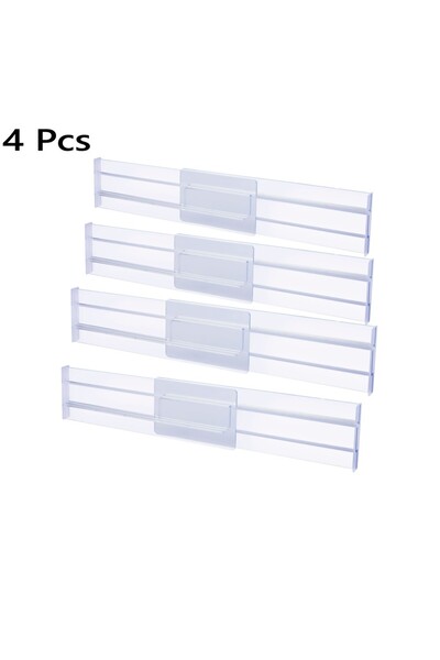 Choice مجموعة من 4 منظمين لتقسيم الأدراج، عبوة من 8 قطع، تخزين أدراج المطبخ القابلة للتعديل، أدراج بلاستيكية شفافة S