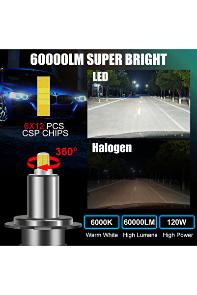 Choice مصابيح أمامية للسيارات H11 H1 H7 LED H8 H11 60000LM أضواء HB3 9005 HB4 9006 Hir2 9012 Turbo Bi Led لـ