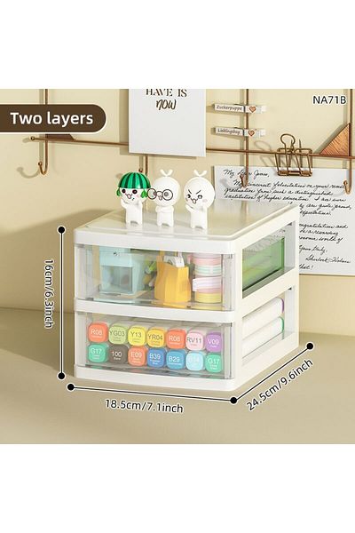 Choice White - Two Layers 1pc Storage Box,space-saving Clear Drawer Organizer (2/3/4-TIER) Sort Office,home