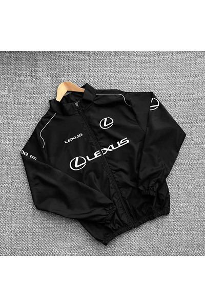 LOLOX Unisex Parachute Fabric Oversize Printed Black Windbreaker Raincoat
