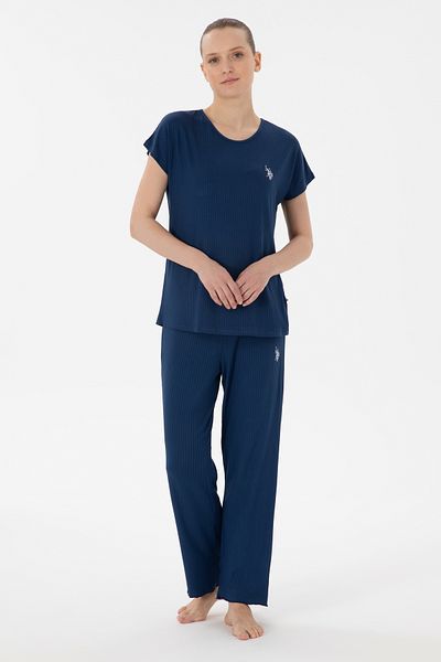 U.S. Polo Assn. طقم بيجامة نسائي باللون الأزرق الداكن 50312920 -VR033