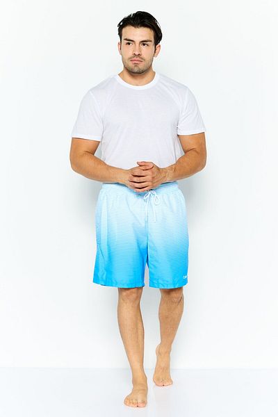 Calvin Klein Men Drawstring Stripe Board Shorts, Light Blue