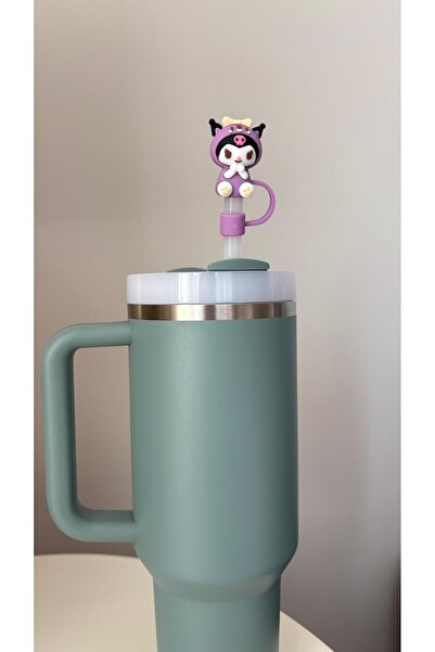 elamindunyasi ملحقات رأس شفاط من السيليكون على شكل شخصية Kuromi Sanrio لترموس...