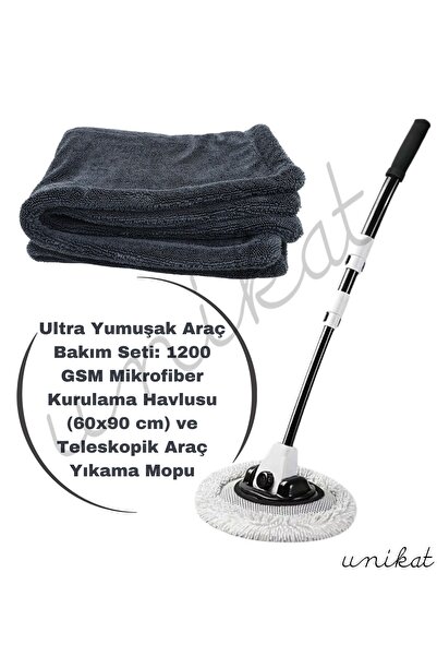 UNIKAT Ultra Yumuşak Araç Bakım Seti 1300 GSM Mikrofiber Kurulama Havlusu (60...
