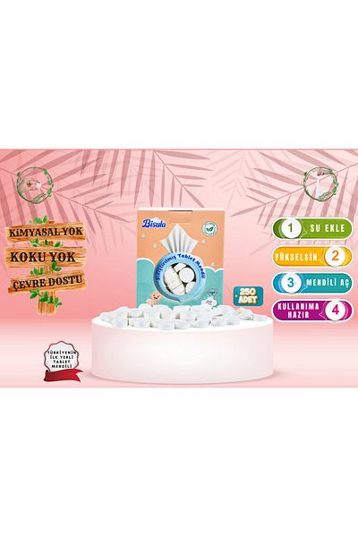 Bisula Compressed Tablet Wipes – Disposable Baby Cleaning Cloth That Opens with Water (250 Pcs)