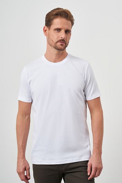 Morven Men's White Basic Crew Neck Dynamic Fit Relaxed Fit T-Shirt
