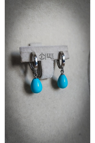 Home 925 AYAR GÜMÜŞ FİRUZE (TURKUAZ) TAŞLI SALLANTILI KÜPE