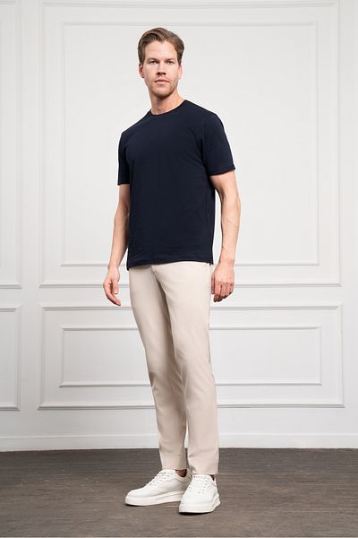 Morven Pánské bavlněné tričko Basic Crew Neck Dynamic Fit v námořnické modré