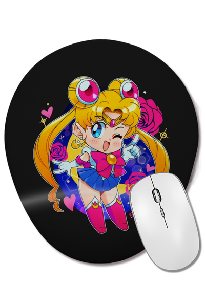 BASKI DÜNYASI Sailor Moon 02 Mouse Pad oval cu suport pentru încheietura mâinii