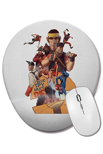 BASKI DÜNYASI TEAM FORTRESS 2 BLUE SPAY AND RE Οβάλ ποντίκι με υποστήριξη καρπού