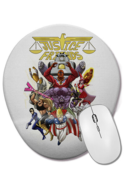 BASKI DÜNYASI Mouse Pad oval cu suport pentru încheietura mâinii Justice Friends