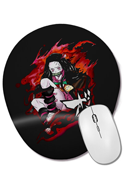 BASKI DÜNYASI Demon Slayer Kimetsu No Yaiba Nezuko Anime 01 Mouse Pad oval cu...