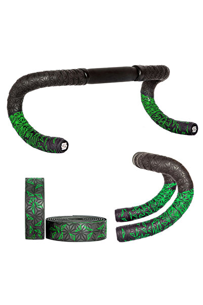 Choice12 Black green Double Color Chrysanthemum Pattern Road Bike Bar Tape Ha...