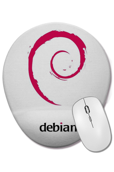 BASKI DÜNYASI Mouse Pad oval cu suport pentru încheietura mâinii Debian