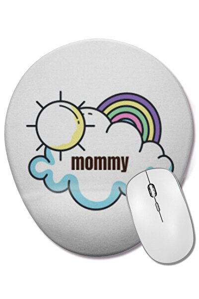 BASKI DÜNYASI MOMMY DAY Rainbows Mouse Pad oval cu suport pentru încheietura ...