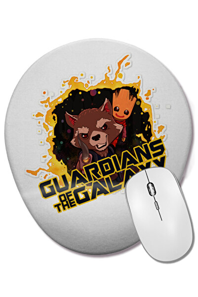 BASKI DÜNYASI Mouse Pad oval Rocket n' Groot cu suport pentru încheietura mâinii