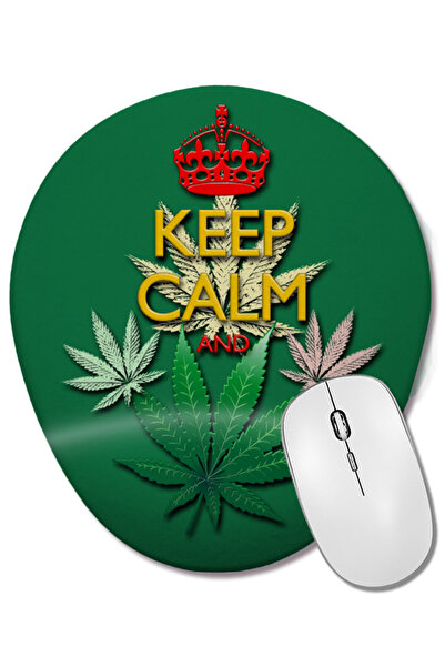 BASKI DÜNYASI Keep Calm And Marijuana Leaf Mouse Pad oval cu suport pentru în...