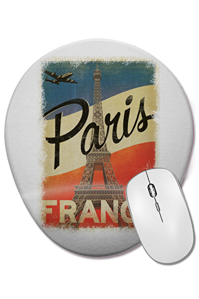 BASKI DÜNYASI Mouse Pad oval Franca Paris cu suport pentru încheietura mâinii