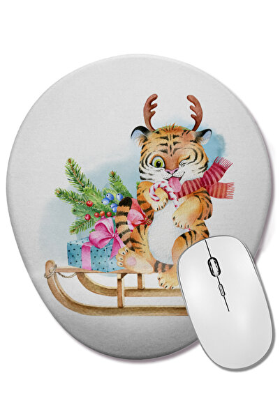 BASKI DÜNYASI Mouse Pad oval pentru Anul Nou 011, cu suport pentru încheietur...