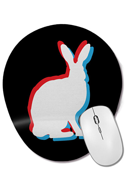 BASKI DÜNYASI Easter Bunny Retro Movie Effect Color Divide Mouse Pad oval cu ...