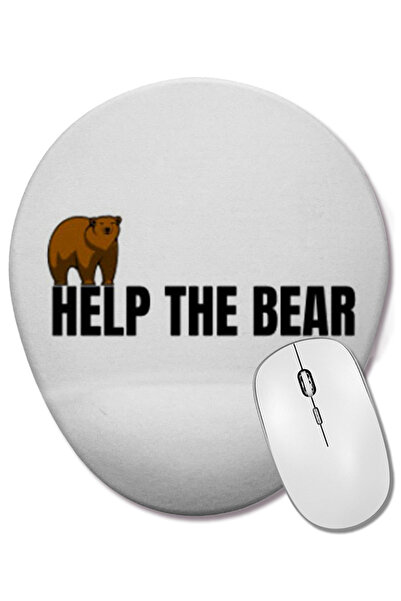 BASKI DÜNYASI HELP THE BEAR Mouse Pad oval cu suport pentru încheietura mâinii