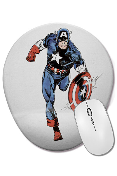 BASKI DÜNYASI Mouse Pad oval Captain America Splash Art cu suport pentru înch...