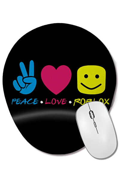 BASKI DÜNYASI Roblox Peace Love Mouse Pad oval cu suport pentru încheietura m...