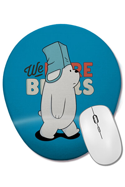 BASKI DÜNYASI Mouse Pad oval We Bare Bears Ice Bear cu suport pentru încheiet...