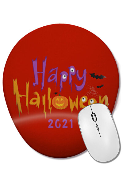 BASKI DÜNYASI Happy Halloween Day 2021 Mouse Pad oval cu suport pentru încheietura mâinii