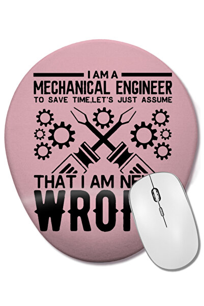 BASKI DÜNYASI Sunt un inginer mecanic 01 Mouse Pad oval cu suport pentru încheietura mâinii