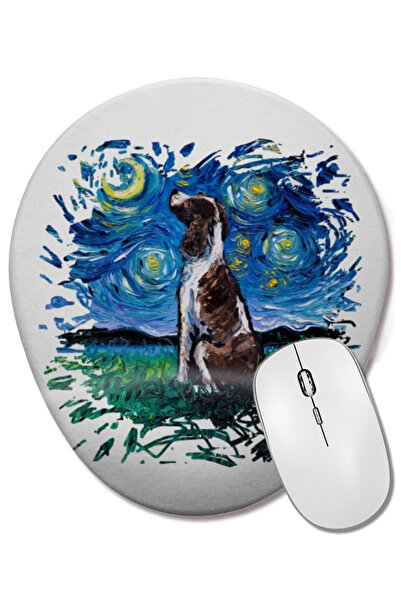BASKI DÜNYASI Springer Spaniel English Springer Spaniel Night Mouse Pad oval cu suport pentru încheietura mâinii