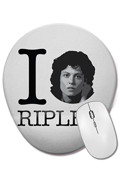 BASKI DÜNYASI لوحة ماوس بيضاوية من Alien I Heart Ripley مع دعم للمعصم