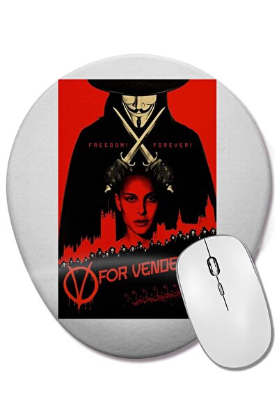 BASKI DÜNYASI Mouse Pad oval V For Vendetta Freedom cu suport pentru încheietura mâinii