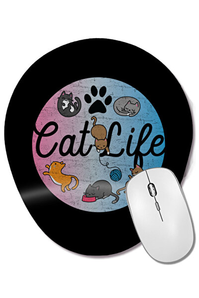 BASKI DÜNYASI Mouse Pad oval cu suport pentru încheietura mâinii "Cat Mom Af ...