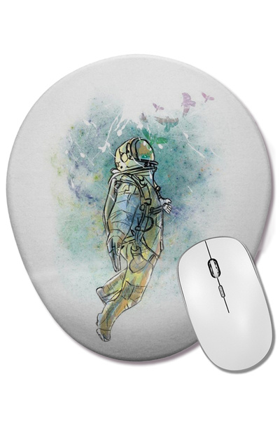 BASKI DÜNYASI Mouse Pad oval Astronauta Asronot cu suport pentru încheietura mâinii
