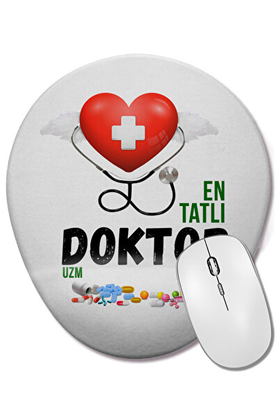 BASKI DÜNYASI Doktor Doktora Hediye Bilek Destekli Oval Mouse Pad