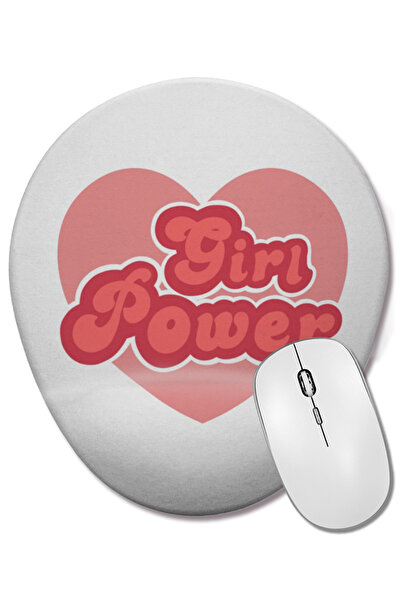 BASKI DÜNYASI Mouse Pad oval cu suport pentru încheietura mâinii Girl Power Feminist