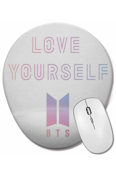 BASKI DÜNYASI Mouse Pad oval Love Yourself Bts cu suport pentru încheietura m...