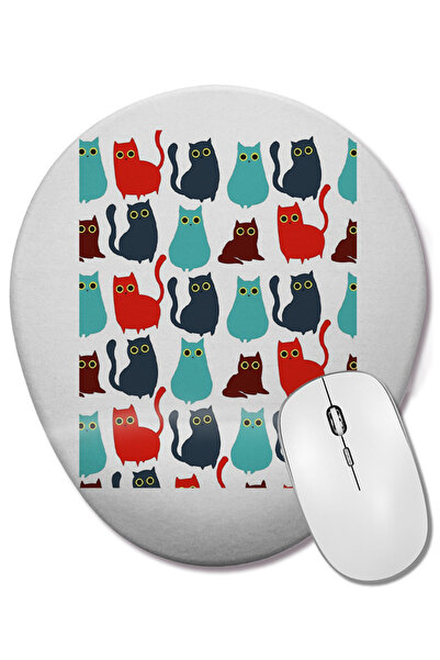 BASKI DÜNYASI pisică ler Mouse Pad oval cu model de pisici cu suport pentru î...