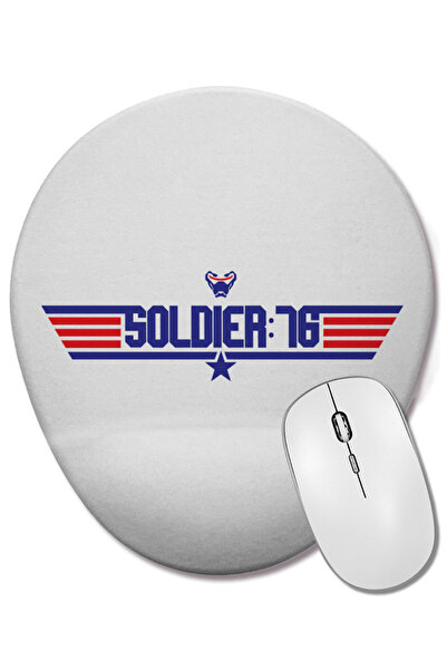 BASKI DÜNYASI Topgun Soldier 76 Overwatch Овална подложка за мишка с подложка...