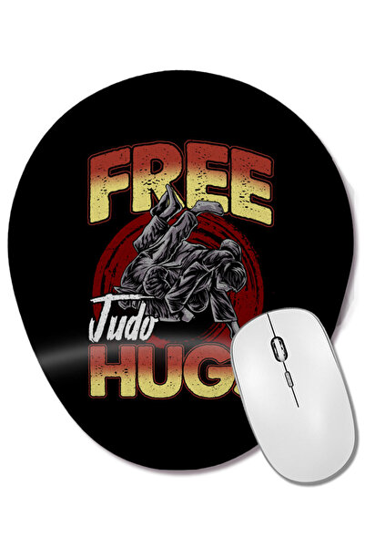 BASKI DÜNYASI Funny Free Judo Hugs MMA Pun Mouse Pad oval cu suport pentru în...