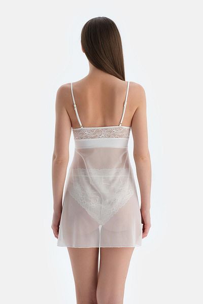 Dagi Weißes, mit Spitze verziertes Tüll-Babydoll
