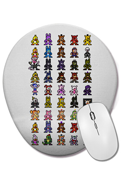BASKI DÜNYASI World of Fnaf 8bit Pixel Art Bilek Destekli Oval Mouse Pad