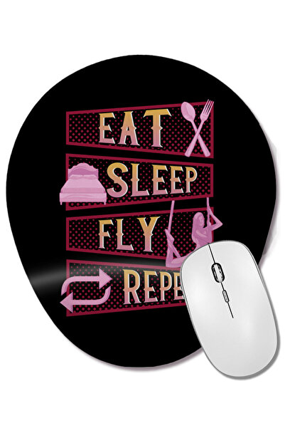 BASKI DÜNYASI Забавен Eat Sleep Fly Repeat Aerial Yoga Silks Bilek Destekli O...