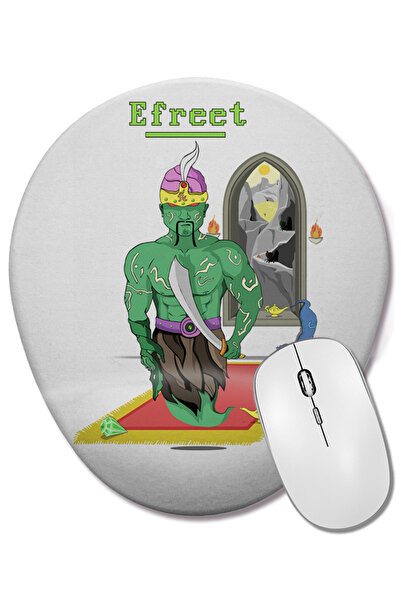 BASKI DÜNYASI Efreet Djin War Green Faction Oval Mouse Pad with Wrist Support