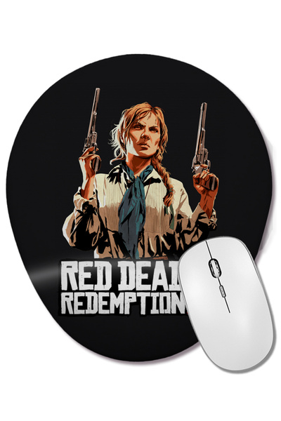 BASKI DÜNYASI Red Dead Redemption 2 Sadie Adler Mouse Pad oval cu suport pentru încheietura mâinii