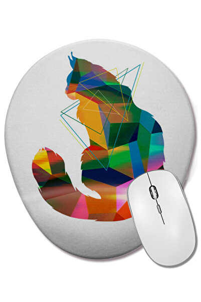 BASKI DÜNYASI Mouse Pad oval colorat Cat pisică cu suport pentru încheietura ...